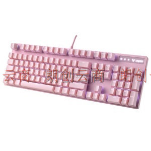 雷柏（Rapoo） V500PRO粉色版 机械键盘 有线键盘 游戏键盘 104键单光键盘 吃鸡键盘 女生键盘 茶轴