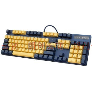 雷柏（Rapoo） V500PRO黄蓝版 机械键盘 有线键盘 游戏键盘 104键单光键盘 吃鸡键盘 办公键盘 红轴