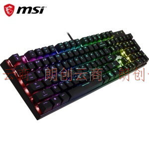 微星（MSI）GK50 机械键盘 红轴 有线 游戏办公键盘 104键 RGB键盘 吃鸡键盘 深海蓝