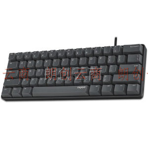雷柏（Rapoo） V860 机械键盘 有线键盘 游戏键盘 61键 原厂Cherry轴 吃鸡键盘 黑色 樱桃红轴