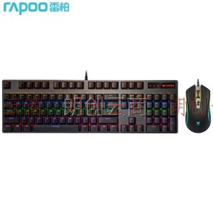 雷柏（Rapoo） V150 键鼠套装 有线机械键盘鼠标套装 游戏键鼠套装 104键混光键盘 电脑键盘 红轴
