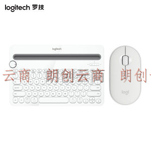 罗技（Logitech）Pebble鹅卵石无线静音鼠标K480多设备蓝牙键盘 无线办公键鼠套装（白）