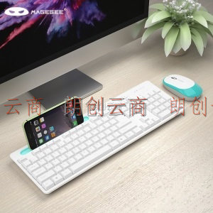 MageGee V620 键盘鼠标套装 USB无线电脑台式笔记本办公专用 商务家用舒适键盘鼠标 超薄便携键鼠套装 白蓝色