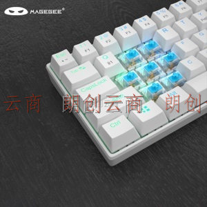 MageGee MK-Mini Plus 迷你便携蓝牙键盘 61键无线双模机械键盘 RGB背光键盘可充电 电脑外设键盘 白色 青轴