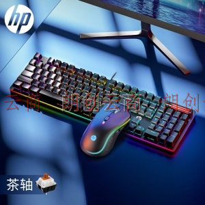 惠普（HP）K10GH茶轴+G1 Pro有线无线双模鼠标104键游戏机械键盘 RGB灯效自定义驱动