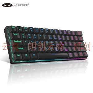 MageGee MK-Mini Plus 蓝牙无线连接双模机械键盘 61键迷你便携机械键盘 RGB可调背光键盘 黑色RGB 青轴