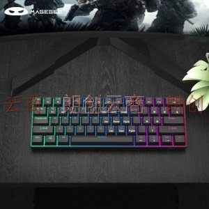 MageGee MK-Mini Plus 无线迷你机械键盘 61键蓝牙连接机械键盘 RGB背光便携键盘 办公双模键盘 黑色RGB 红轴