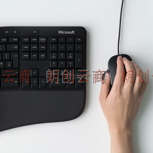 微软人体工学桌面套装 人体工学键盘+简约精准鼠标  有线键鼠 办公键鼠套装 人体工学 蓝影技术 快捷按键