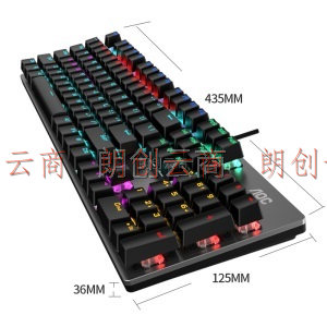 AOC GK410 机械键盘 有线键盘 游戏键盘 104键背光键盘 金属面板 电脑键盘 笔记本键盘 黑色 黑轴