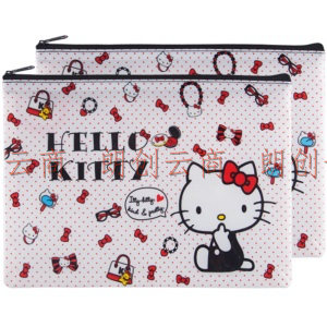 广博(GuangBo)2只装A5网格拉链文件袋/资料袋 凯蒂猫颜色随机KT88046