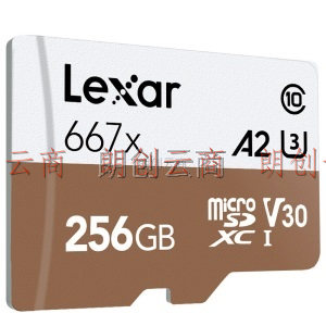 雷克沙（Lexar）256GB TF（MicroSD）存储卡 C10 U3 V30 A2 读100MB/s 写90MB/s 高速稳定不掉速（667x）