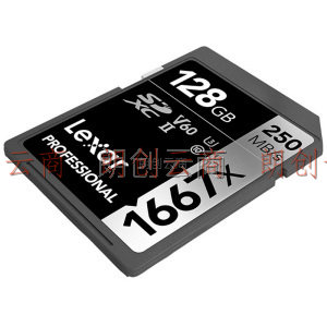 雷克沙（Lexar）128GB 高速SD存储卡U3 V60内存卡读250MB/s 写120MB/s（1667X Pro版 写速大幅提升）