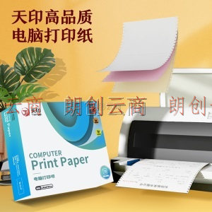 天印（Tanyo）二联整张撕边电脑打印纸 彩色针式打印纸241-2S 色序：白红 1000页/箱