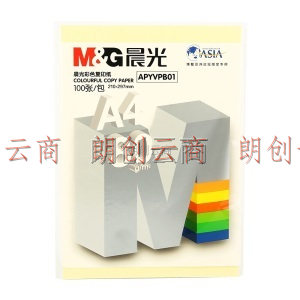 晨光(M&G)文具A4/80g淡黄色办公复印纸 多功能手工纸 学生折纸 100张/包APYVPB01