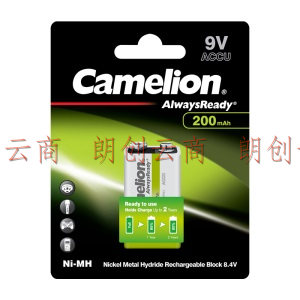 飞狮（Camelion）低自放镍氢充电电池 9V/9伏 200毫安时1节 万用表/烟雾报警器/麦克风/话筒/玩具遥控