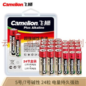 飞狮（Camelion）碱性电池 干电池 5号12节+7号12节 鼠标/键盘/血压计/血糖仪/遥控器/玩具/遥控器