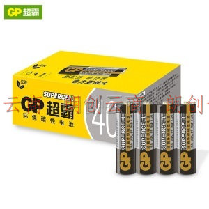 超霸（GP）5号黑超碳性电池干电池40粒装 适用于闹钟/遥控器/手电筒/收音机等 五号AAR6P