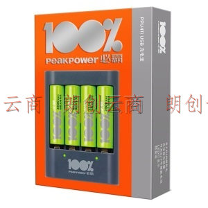 100% 必霸（peakpower） 充电电池5号2300mAh4节配4槽USB充电套装 可充5号7号 适用于游戏柄/玩具等 5号AA