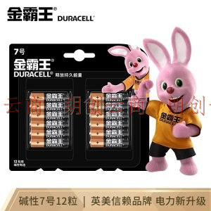金霸王(Duracell)7号碱性电池12粒装 七号干电池 适用于便携体温计/耳温枪/血糖仪/无线鼠标/遥控器/血压计等