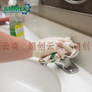 爱马斯AMMEX一次性乳胶橡胶手套工业实验室家用口腔牙科劳保胶皮手套无粉XLFRT 100只/盒 乳白色 小号S