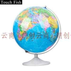 Touch Fish学生地球仪 立体浮雕高清智能AR语音点读LED带灯夜光星座 中英文对照教学摆件 AR金属底座地理地球仪
