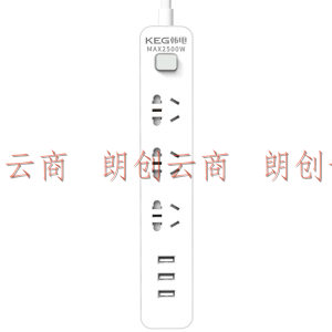 韩电（KEG）新国标插座/插排/插线板/接线板/拖线板 3USB口3孔位全长1.8米 支持2A充电 HD-ZSB-03KU3苹果白