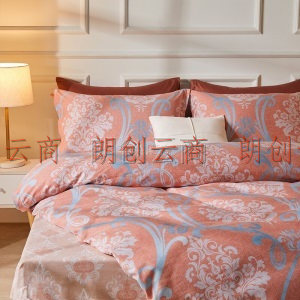 博洋家纺（BEYOND）全棉四件套纯棉简约清新床品套件双人被套床单床上用品 西琳娜 150cm