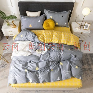 九洲鹿床上四件套 纯棉床品套件 1.5米床 枕套床单被套200*230cm双人100%全棉