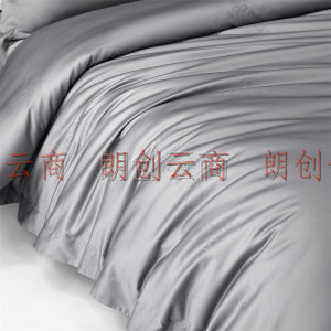 水星家纺 五星级酒店四件套纯棉 全棉提花床品套件 简约被套床单被罩 赫维 灰 加大双人1.8米床