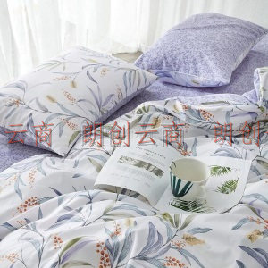 梦洁 MAISON 床品套件 纯棉印花四件套 床单被罩 清风徐来 1.8m床 220*240cm
