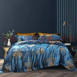 富安娜家纺 床上提花四件套 欧式床品套件双人床单被套 伯爵盛典1.8米/2米床(230*229cm)