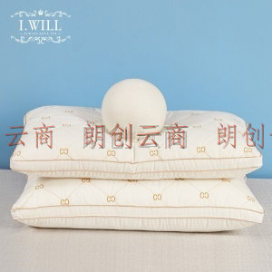 艾维（I-WILL）枕头枕芯 双C金字绗柔软羽丝绒单双人枕芯 一对2只 中枕45*70cm