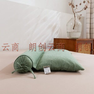 艾薇 荞麦枕头圆形枕芯套装圆枕成人荞麦壳填充糖果枕 若竹绿