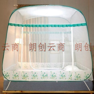 南极人NanJiren 蚊帐 三开门免安装蒙古包钢丝蚊帐 1.8米床可折叠拉链坐床式