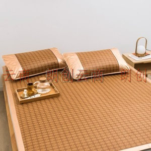 简丽 凉席藤席1.2米夏天床席草席垫可折叠双人床1.2米空调席子 120*195cm(1个枕套) 罗马格