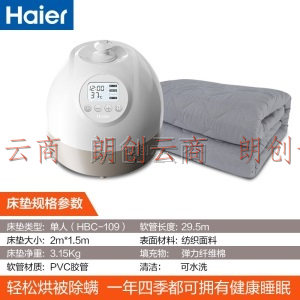 海尔（Haier）水暖电热毯双人水暖床垫家用安全恒温褥子床垫水循环除螨电加热毯HBC-B109（1.5*2m）