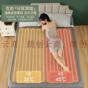 奥克斯AUX电热毯双人电褥子（长1.8米宽1.5米）双温双控涤棉安全除螨智能调温定时自动断电加厚家用除湿