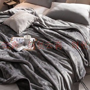九洲鹿 毛毯加厚法兰绒毯子 春秋午睡空调毯毛巾被盖毯 灰色 150*200cm