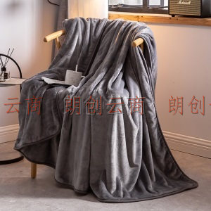 九洲鹿 毛毯加厚法兰绒毯子 珊瑚绒午睡空调毯毛巾被盖毯 灰色 150*200cm