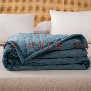 水星家纺 法兰绒毯毛毯 毛巾被四季毯盖毯办公室午睡毯子 暖意绒绒复合垫毯(深灰蓝)150*200cm