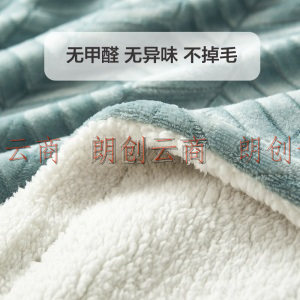佳佰 毛毯 A类母婴级 毯子加厚法兰绒仿羊羔绒双层午睡毯 青川绿 150*200cm