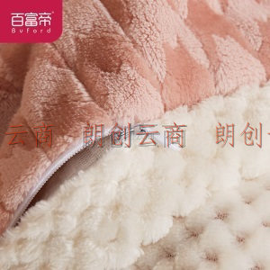 百富帝 毛毯毯子 多功能法兰绒盖毯可做被套 单人休闲毯秋冬天加厚午休毯150*200 千鸟粉