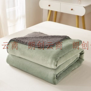 佳佰 毛毯 A类母婴级 加厚毯子被法兰绒仿羊羔绒双层毯午睡毯 松霜绿 200*230cm 约5.5斤