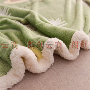南极人NanJiren 毛毯双层加厚毯子羊羔绒毯雪花绒毯AB版双面盖毯午休毯毛毯被 牛油果150*200CM