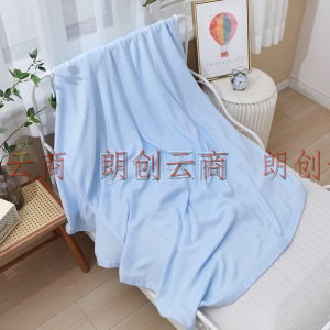 优米熊 毯子 竹纤维A类多功能盖毯夏凉毯 四季款单人双人空调被午睡毯毛巾被 1.5×2m 蓝色