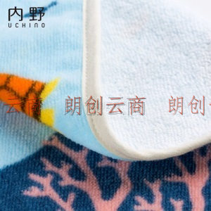 内野（Uchino）小方巾纯棉小毛巾婴儿卡通图案儿童洗脸方巾全棉吸水 可爱动物入学巾 粉色
