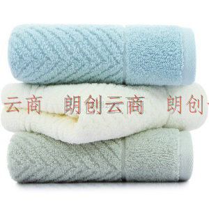 三利 纯棉A类标准简约素雅毛巾超值3条装 34×71cm 每条均独立包装 豆绿+米色+浅蓝