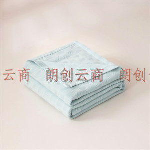 洁丽雅家纺 A类毛巾被100%纯棉夏季薄款空调盖毯单人针织夏凉被子午睡毯子 浅蓝 150*200