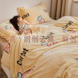艾薇 珊瑚绒儿童毛毯冬天薄款空调毯法兰绒沙发盖毯小毯子 小萝卜 70*100cm