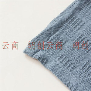 洁丽雅家纺 A类毛巾被100%纯棉夏季薄款空调盖毯单人针织夏凉被子午睡毯子 深蓝 150*200